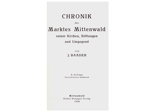Chronik des Marktes Mittenwald Titelblatt
