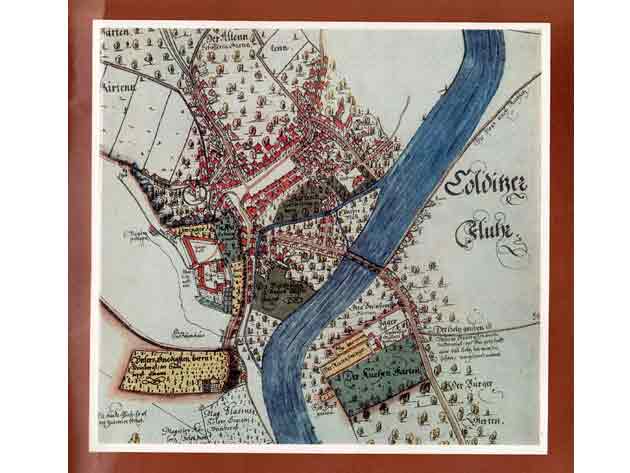 Colditzer Flurkarte (Ausschnitt) von 1629 auf dem Innenumschlag der Broschüre