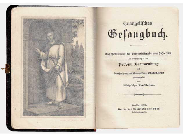 Evangelisches Gesangbuch der Provinz Brandenburg, Bild mit Seidenblatt abgedeckt