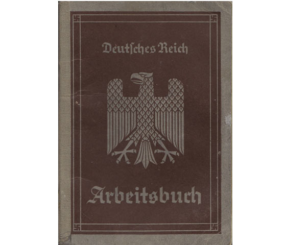 Arbeitsbuch, vom Arbeitsamt Berlin-Mitte, Fachabt. Holzindustrie 1936 ausgestellt