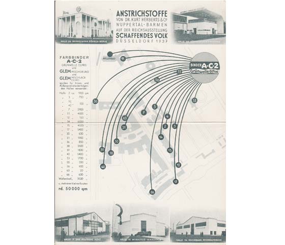 Historisches Dokument: Postkarte Lackfabrik Kurt Herberts, Wuppertal-Barmen mit Unterschrift von Dr. Kurt Herberts