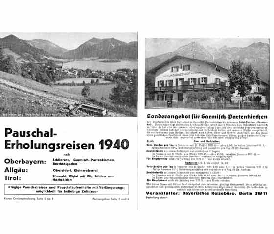 Konvolut "Erholungsreisen 1940, Bayerisches Reisebüro Berlin, Prospekte". 2 Titel. 
