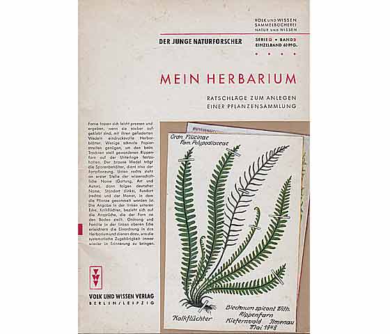 Mein Herbarium. Ratschläge und Anleitungen zur Anlage einer Pflanzensammlung. Text: Dr. Hans Weber, Ilmenau. Illustrationen: Kurt Herschel, Leipzig. Der Junge Naturforscher. Sammelbücherei.  ...