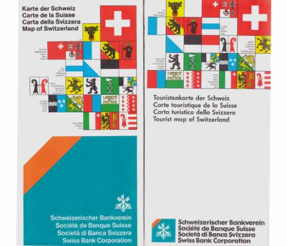 2 Touristenkarten der Schweiz. 1.600 000. Hrsg.: Schweizer Bankverein