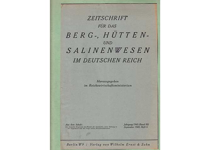 Konvolut "Zeitschrift für das Berg-, Hütten- und Salinenwesen im Deutschen Reich". 5 Titel. 