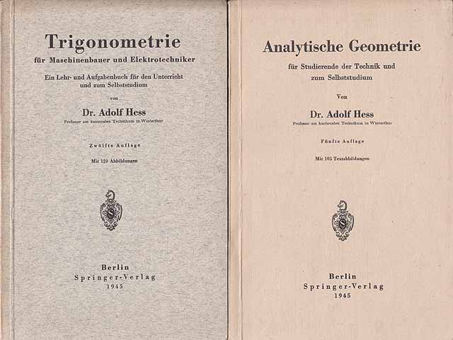Büchersammlung "Trigonometrie/Geometrie/Selbststudium/1945". 2 Titel. 