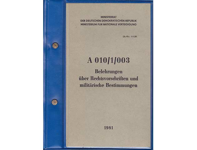 Belehrungen über Rechtsvorschriften und militärische Bestimmungen A 010/1/003