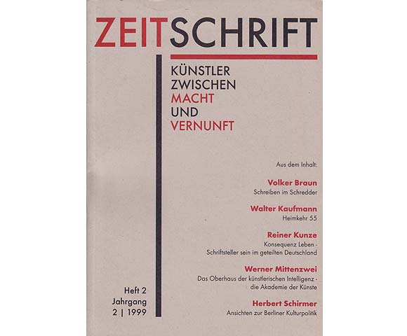 Künstler zwischen Macht und Vernunft. Zeitschrift. Heft 2. Jahrgang 2/1999