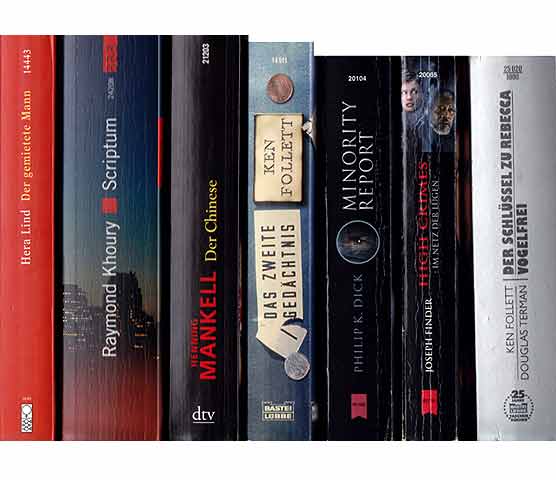 Taschenbuchsammlung „Kriminalromane/Thriller/Geschichten“. 8 Titel. 