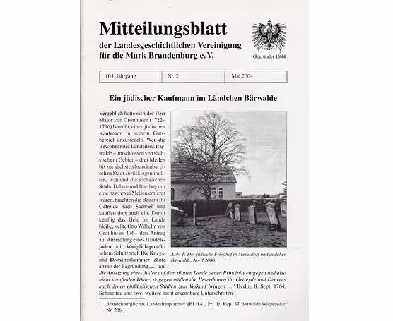 Konvolut „Landesgeschichtliche Vereinigung für die Mark Brandenburg e. V. Mitteilungsblatt". Jahrgang 1996, Heft 1, 2 und 3. und Jahrgang 1997, Heft 1