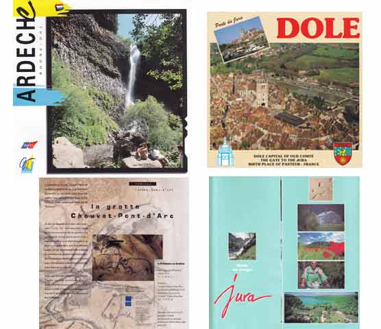 Übersichtskarten, Tourismus-Hefte, Museums-Führer und Flyer aus den schönsten Urlaubsgebieten Frankreichs. 32 Titel