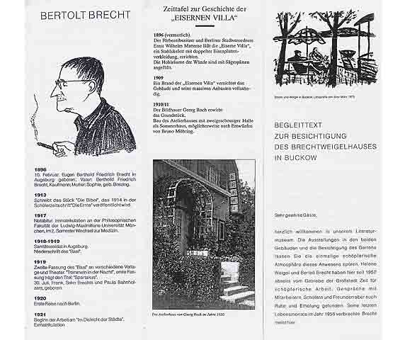 Berthold Brecht und Helene Weigel in Buckow. Brecht-Weigel-Haus Buckow. Herausgegeben vom Brecht-Zentrum der DDR