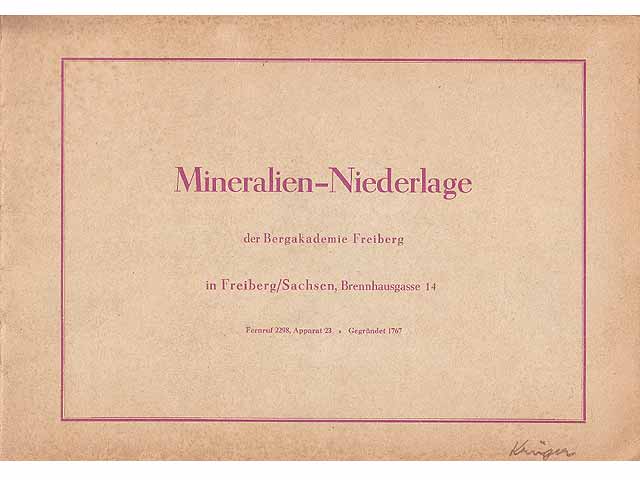 Mineralien-Niederlage der Bergakademie Freiberg. Gekürztes Preisverzeichnis 1953