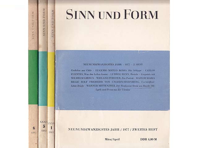 Konvolut „Sinn und Form. Beiträge zur Literatur“. 4 Titel. 