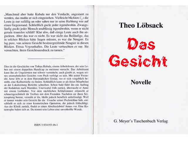 Das Gesicht. Novelle. 1. Auflage