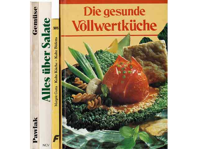 Büchersammlung „Vollwertküche, Salate u.a.“. 4 Titel. 