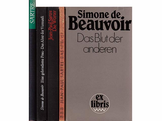 Büchersammlung "Simone de Beauvoir/Jean-Paul Sartre“. 5 Titel. 