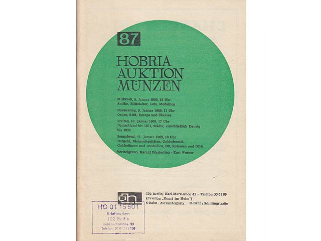 „Auktion Münzen, Briefmarken“. 3 Titel. 