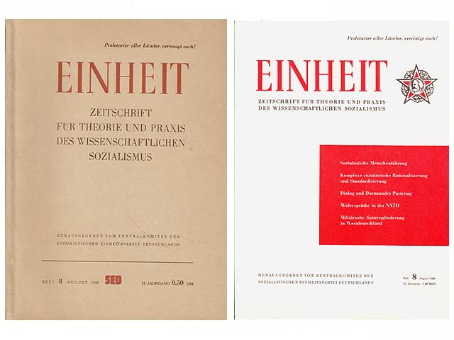 "Einheit"- Zeitschrift für Theorie und Praxis des wissenschaftlichen Sozialismus; folgende Jahrgänge sind vorhanden: 29 Titel (ca. 260 Hefte). 