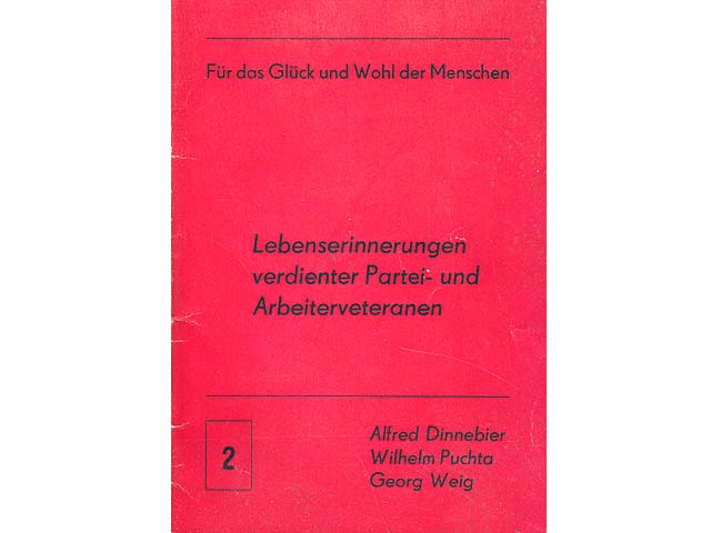 Lebenserinnerungen verdienter Partei-und Arbeiterveteranen. Heft 2.  Hrsg. Kommission zur Erforschung der Geschichte der örtlichen Arbeiterbewegung bei der SED-Kreisleitung Dresden-Land