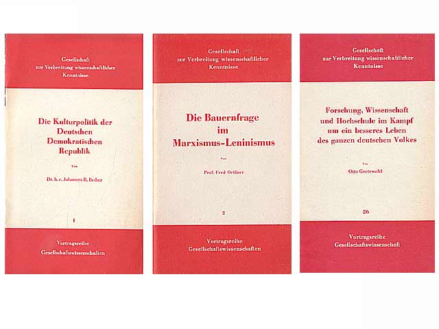 „Gesellschaft zur Verbreitung wissenschaftlicher Kenntnisse. Vortragsreihe Gesellschaftwissenschaften“. 3 Titel. 