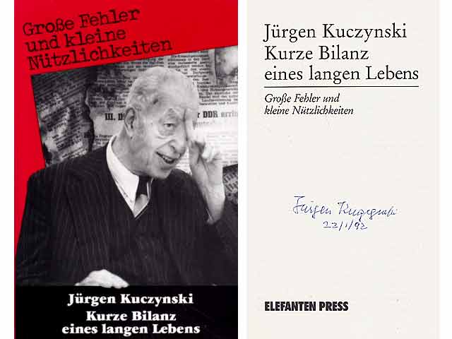 Große Fehler und kleine Nützlichkeiten. Kurze Bilanz eines langen Lebens. Vom Autor am 22.01.1992 signiert