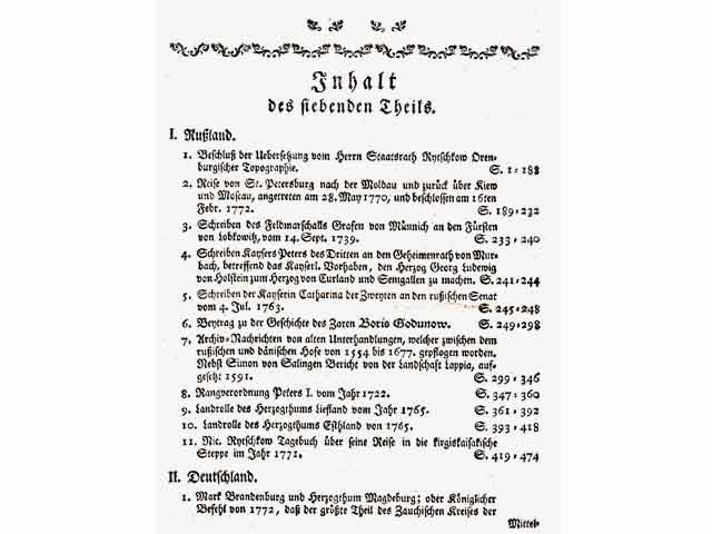 Magazin für die neue Historie und Geographie, angelegt von D. Anton Friedrich Büsching, Königl. Preußischem Oberconsistorialrath, Director des Gymnasii im grauen Kloster zu Berlin,  ...